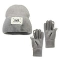 thumbnail image 2 of Glisme Hat Gloves Set Women'S Winter Warm Solid Color Letter Woolen Knitted Hat And Gloves 2 Piece Set For Outdoor Cycling Grey, 2 of 3