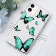 thumbnail image 2 of Girly Case Compatible with iPhone 12 Mini Case Cute Mint Green Butterfly Pattern Design Crystal Clear Girls Women Soft TPU Rubber Shockproof Anti-Scratch Protective Case Cover, 2 of 7
