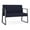 Open House Navy, variant on Waterfall Reception Waiting Sled Base Loveseat / Charcoal Steel / Light Gray