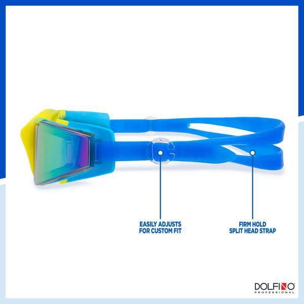 Lunettes de natation Dolfino Pro Edge Youth Watersport - Bleu / Jaune