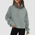 thumbnail image 2 of Hessimy Womens Half Zip Hoodies Quarter Zipper Up Cropped Sweatshirt Long Sleeve Athletic Pullover Tops with Thumb Hole(Z01-Mint Green,M）, 2 of 4