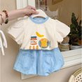 thumbnail image 3 of Conjunto de ropa elegante de verano 2025 para niñas, camiseta y pantalones cortos de dibujos animados, traje informal de 2 uds para bebés y niños, conjunto de camisetas para niños, 3 of 6