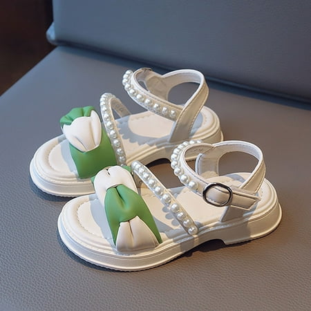 

Gubotare Sandals Girl Wide Girls Gladiator Sandals Toddler Open Toe Cross Strappy Dress Flats Sandals Summer Shoes (White 1)