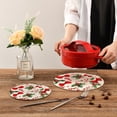 thumbnail image 6 of SKYSONIC 2 pcs Watercolor Christmas Bowknot Pot Holders Trivets, Heat Resistant Trivets,Winter Red Berries Cotton Thread Weave Mats for Hot Pads Pans Pot Bowl Teapot, 6 of 7