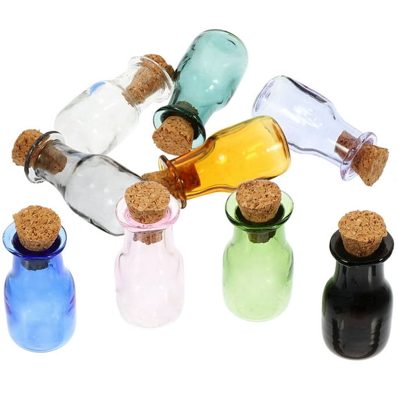 UPOUART Mini Decorative Glass Vials Set of 9 with Cork Stoppers for Crafts, Art Projects, Jewelry Making, and Home Decor