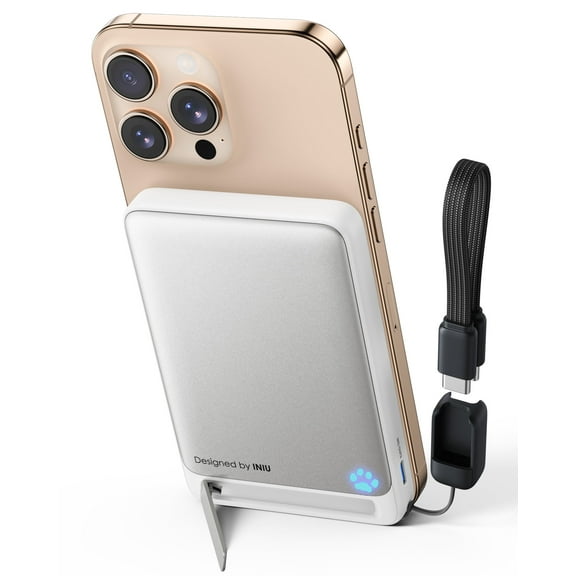 INIU Magnetic Portable Charger, Ultra Slim Qi2 Certified 10000mAh 45W Wireless Power Bank, ONLY for iPhone 12~17 Series, White