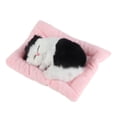 thumbnail image 2 of Juguete interactivo para mascotas con sonido, forma de gato blanco y negro, con forma de gato durmiendo sobre una almohadilla., 2 of 14