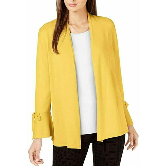 ALFANI Womens Gold Open Cardigan Top Size: XL