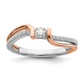 thumbnail image 1 of 14k White & Rose Gold Real Diamond Promise Ring, 1 of 1