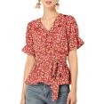 thumbnail image 1 of INSPIRE CHIC Women's Sweet Fruit Crossover V Neck Short Sleeves Ruffle Wrap Blouse, 1 of 7