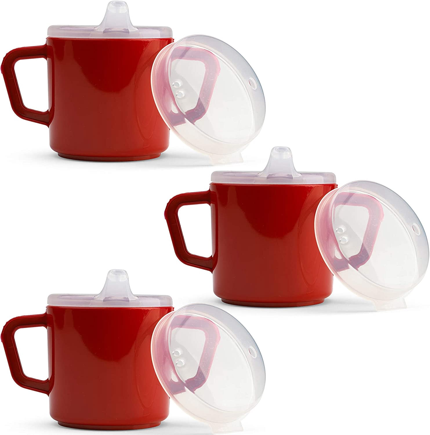 Providence Spillproof Compact 8 oz Adult Sippy Cup w/ 2 Handles, Red / 3 Pack
