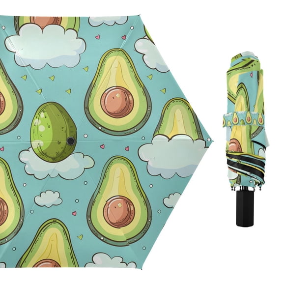 Avocado and Cloud Compact Sun Umbrella Windproof Travel Umbrellas for Rain Strong Portable UV Protection