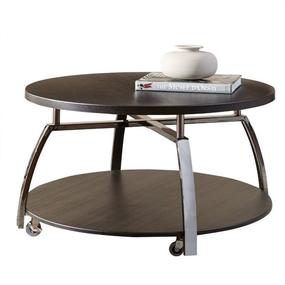 Steve Silver Co. Coham Round Coffee Table with Casters, Black Nickel