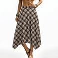 thumbnail image 4 of Dpjklzsn Women's Plaid Asymmetrical Midi Skirt, High Waisted Flowy A-Line Handkerchief Skirt, 4 of 6