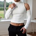 thumbnail image 2 of uikmnh Mens T Shirts Men's High Neck off Shoulder Hollow Sexy Long Sleeved T Shirt Size:3XL, 2 of 4