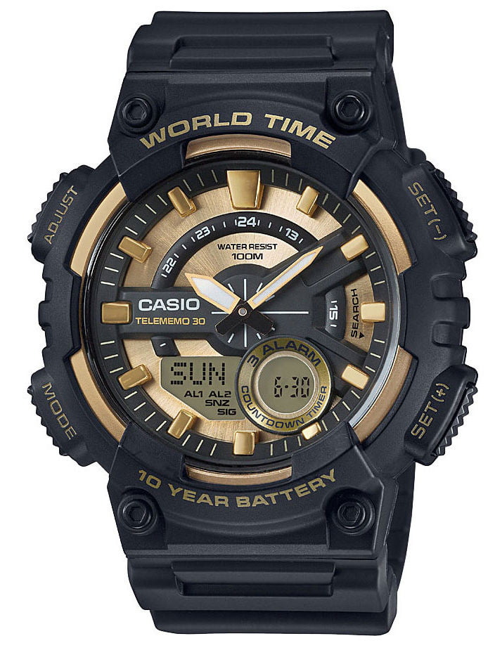 bidragyder vægt Derfra Casio AEQ110BW-9AV Men's World Time Telememo Analog Digital Alarm Chrono  Watch - Walmart.com