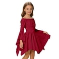 thumbnail image 3 of Girls Off Shoulder Halloween Medieval Pirate Dress, Ruffle Flare Sleeve Handkerchief Hem Costume Dress for Party, 3-12 Years, 3 of 6