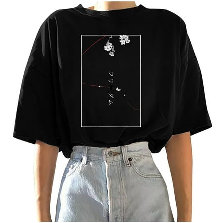 

Ziloco Short Sleeve Round-Neck Blouses & Shirts Corset Top Women s O-Neck Print Loose Shoulder Tops Casual Loose Blouse Tops Ladies Summer Tops