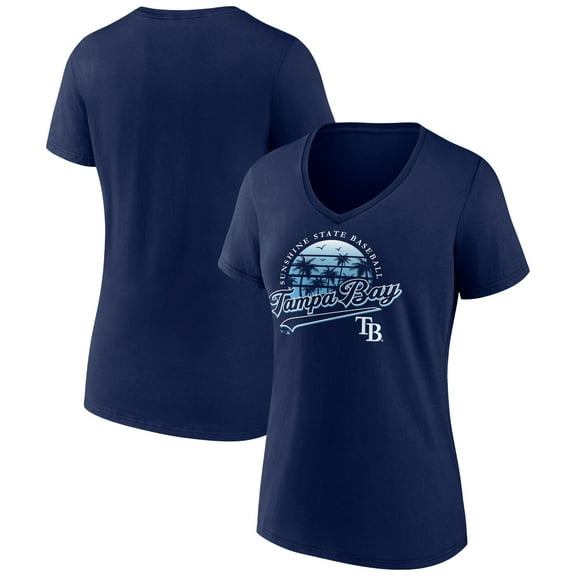 Women's Navy Tampa Bay Rays One Champion V-Neck T-Shirt