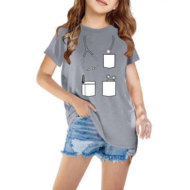 Niño Pequeño Camisa de Pascua Chico Manga Corta Camiseta Gráfica Cuello Redondo Crop Top para 3-14 Años Niñas Y Chico