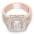 thumbnail image 2 of AFFY 1CT Moissanite Diamond Square Cluster Engagement Bridal Ring Set 14K Rose Gold over Silver-8, 2 of 6