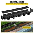 thumbnail image 4 of Grooved Drainage System Plastic Grille HDPE Drainage Channel 5.9x5.1 Inch Black Garage Drain 6x39 Inch Grille with 6 End Caps for Garden Driveway 6 Pack, 4 of 6