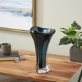 thumbnail image 2 of DecMode 15" Abstract Ombre Tulip Dark Blue Glass Vase with Clear Base, 2 of 9