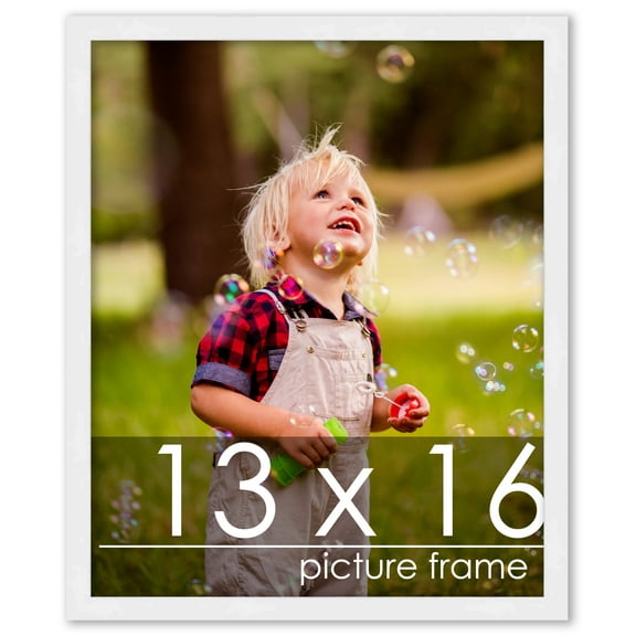 13x16 Frame White Wood Picture Frame - UV Acrylic, Foam Board Backing, & Hanging Hardware Included!