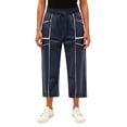 thumbnail image 4 of Fabrcox Women Barrel Pants Patchwork Wide Leg Women Palazzo Pants Baggy Summer Drawstring Capri for Women with Pockets, 4 of 4