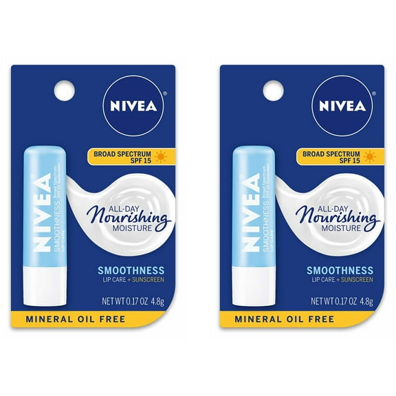 NIVEA a Kiss of Smoothness Hydrating Lip Care SPF 15, 0.17 oz (Pack of 2)