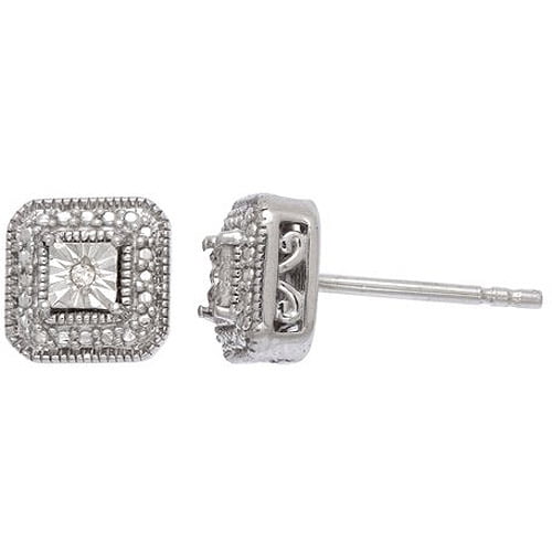 DiamondAccent Sterling Silver Stud Earrings