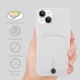 thumbnail image 4 of TPU Wallet Compatible with iPhone 15 Case 2023, Card Holder Camera Protection Cover + Screen Protector, Push-able Card Slot Silicone Soft Case Girls Women -White, 4 of 12