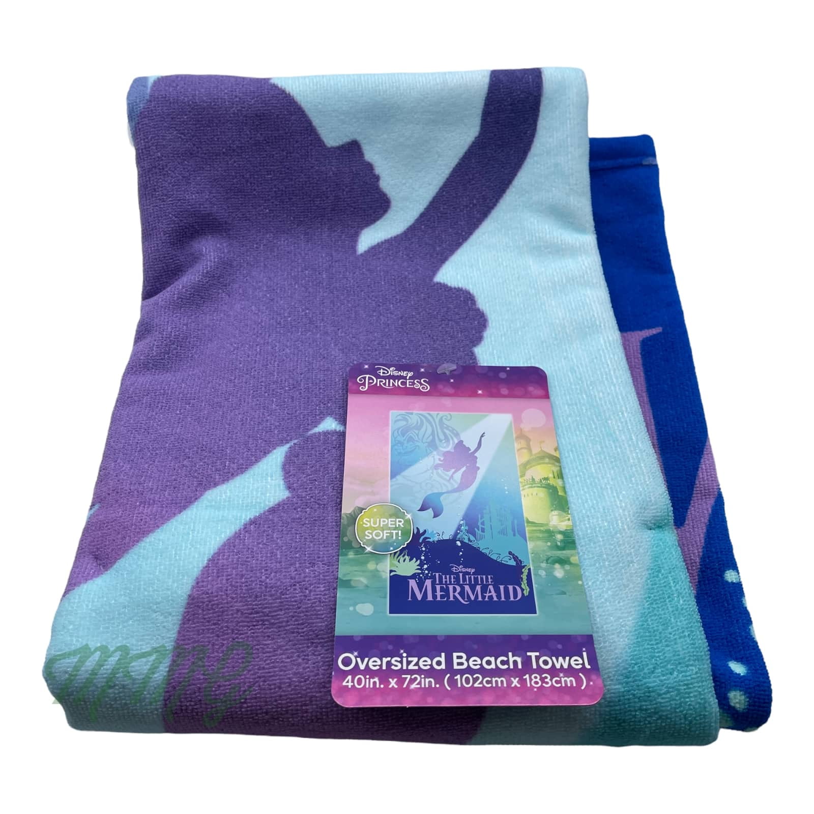Disney Ariel The Mermaid OVERSIZED Beach Towel 40" x 72" Shell We Swim
