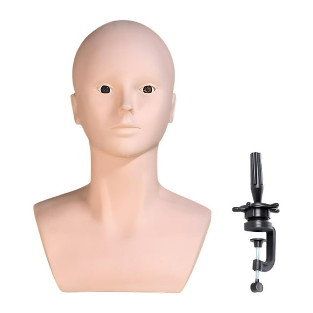 BELOVING Tête de Mannequin Chauve Tête d'Entraînement Cosmétologie Support Robuste Multifonction avec Support