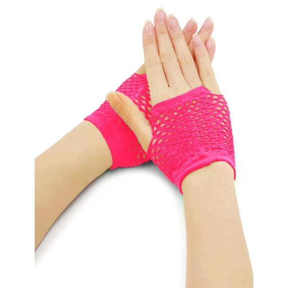 Allegra K Women's Elbow Length Fingerless Fishnet Thumbhole Gloves 2 Pairs