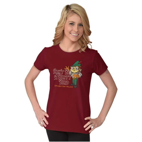 Woodsy Owl Dont Be a Dirty Bird Retro Women's T Shirt Ladies Tee Brisco Brands S