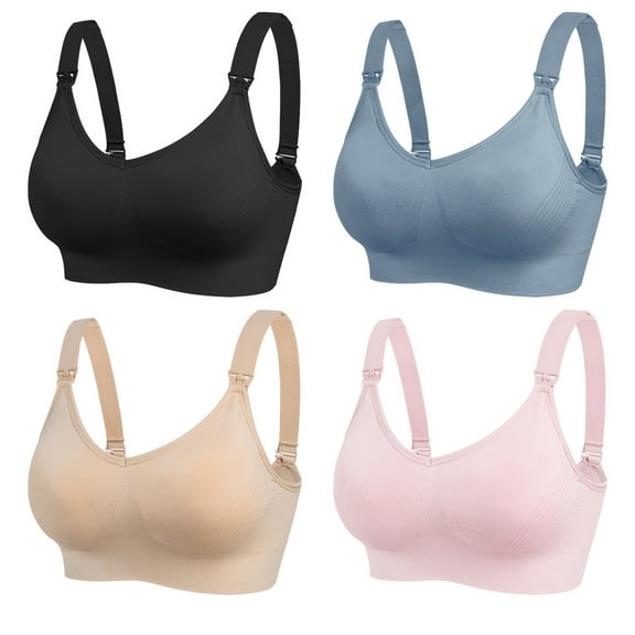 Xmarks 4 Packs Full Bust Seamless Nursing Maternity Bras Bralette with Extra Bra Extenders & Clips