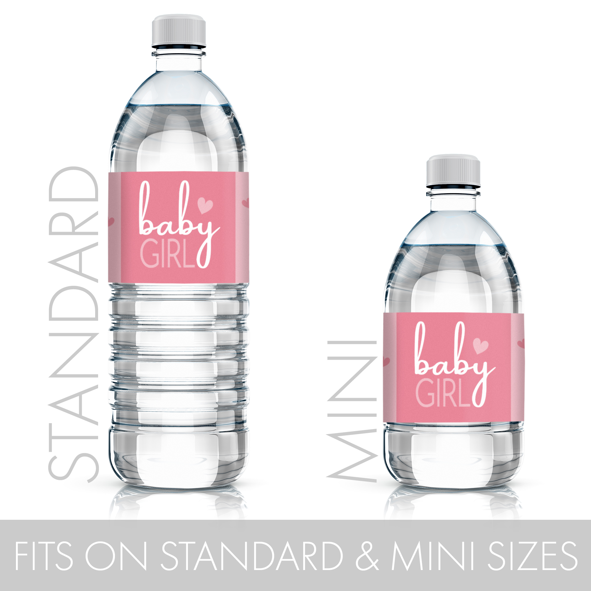 Cute Pink baby Girl Footprints Baby Shower Water Bottle Label, Zazzle