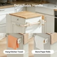 thumbnail image 4 of Kitchen Island, Island Table for Kitchen, Kitchen Carts on Wheels with Storage, Hidden Tilt Out Trash Cabinet, White, 4 of 7