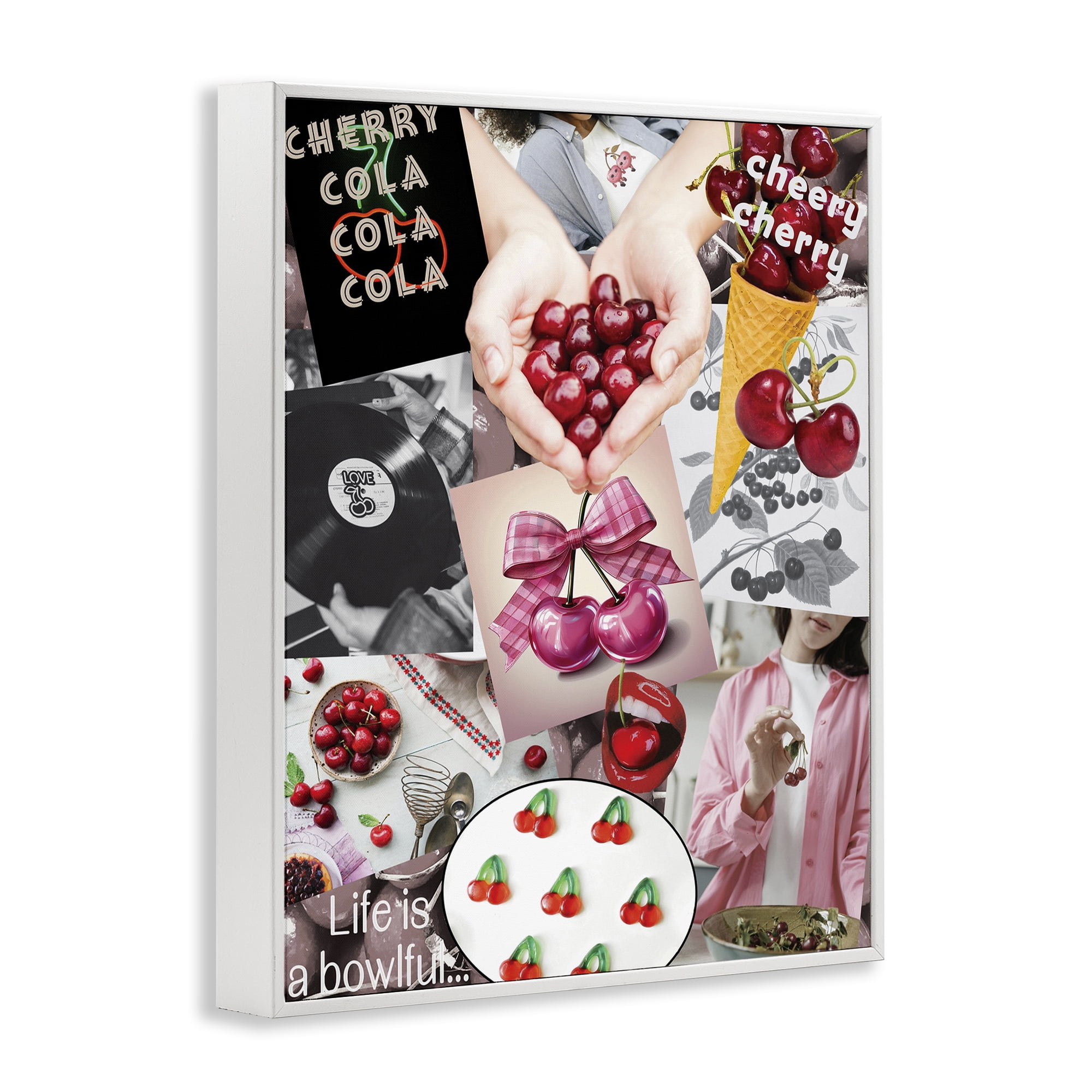 Stupell Industries Retro Cherry Mood Board White Framed Giclee Art, design by Grotto Studios