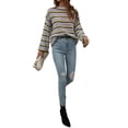 thumbnail image 5 of Seyurigaoka Women Crochet Knitted Pullover Long Sleeve Round Neck Sweater Loose Casual Striped Tops Spring Autumn Blouse Streetwear, 5 of 7