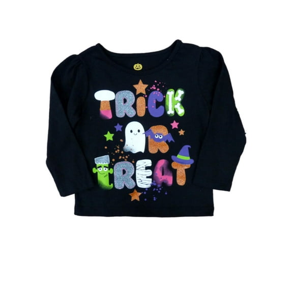Happy Halloween Infant Girls Trick Treat T-shirt Glittery Tee Shirt 12m