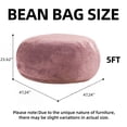 thumbnail image 4 of S-HOME Space-Saving 5FT Round Bean Bag Sofa – Portable Memory Foam Lounger for Home and College Dorm Use, Pink, 4 of 6