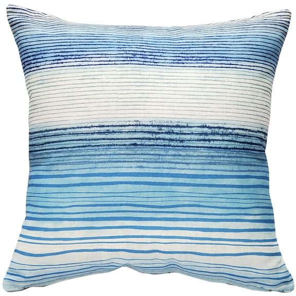 Sedona Stripes Blue Throw Pillow 17x17 Inches Cotton Polyfill Insert Square