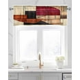 thumbnail image 2 of Red Beige Geometric Kitchen Valances for Windows Farmhouse Linen Window Valance Curtain for Living Room Window Treatment Modern Abstract Art Valance Rod Pocket Topper Drape, 54 x 18 Inch, 2 of 6