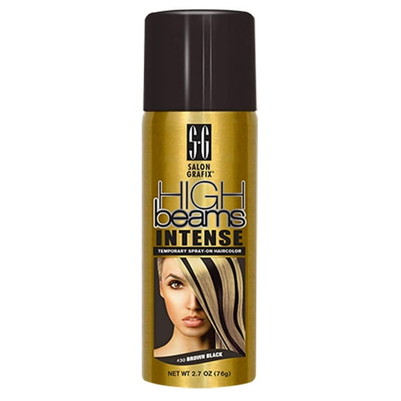 [3 PACK] High Beams Intense Temporary Spray On Hair Color [#30 BROWN BLACK] 6 oz. * BEAUTY TALK LA *
