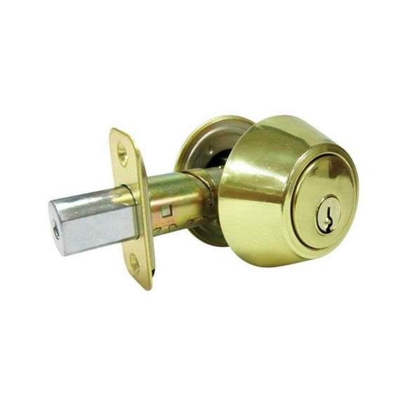 Faultless 5002073 Polished Brass Metal Double Cylinder Lock - ANSI Grade 3, 1.75 in.