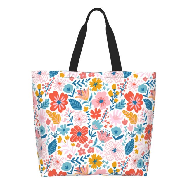 Disketp Floral Ditsy Bolsa Tote Estampada para Mujer, Bolso de Hombro y de Mano para Compras y Viajes