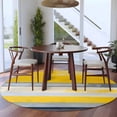 thumbnail image 4 of Gray Yellow Brush Round Area&nbsp;Rug 7ft Strip Geometric Non-Slip&nbsp;Washable Circle Rugs Soft Felt Indoor Floor Mat for Bedroom Kitchen Living Room Bathroom, 4 of 9