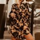 thumbnail image 2 of Moda para mujer Temperamento Cuello en V Estampado Manga larga Cinturón delgado Vestido de camisa Falda corta Fridja nalpqowj5244, 2 of 8